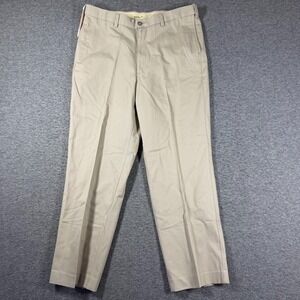NWT Savane Performance Chino Pants Mens 36X30 Beige Comfort Waist Straight Fit‎